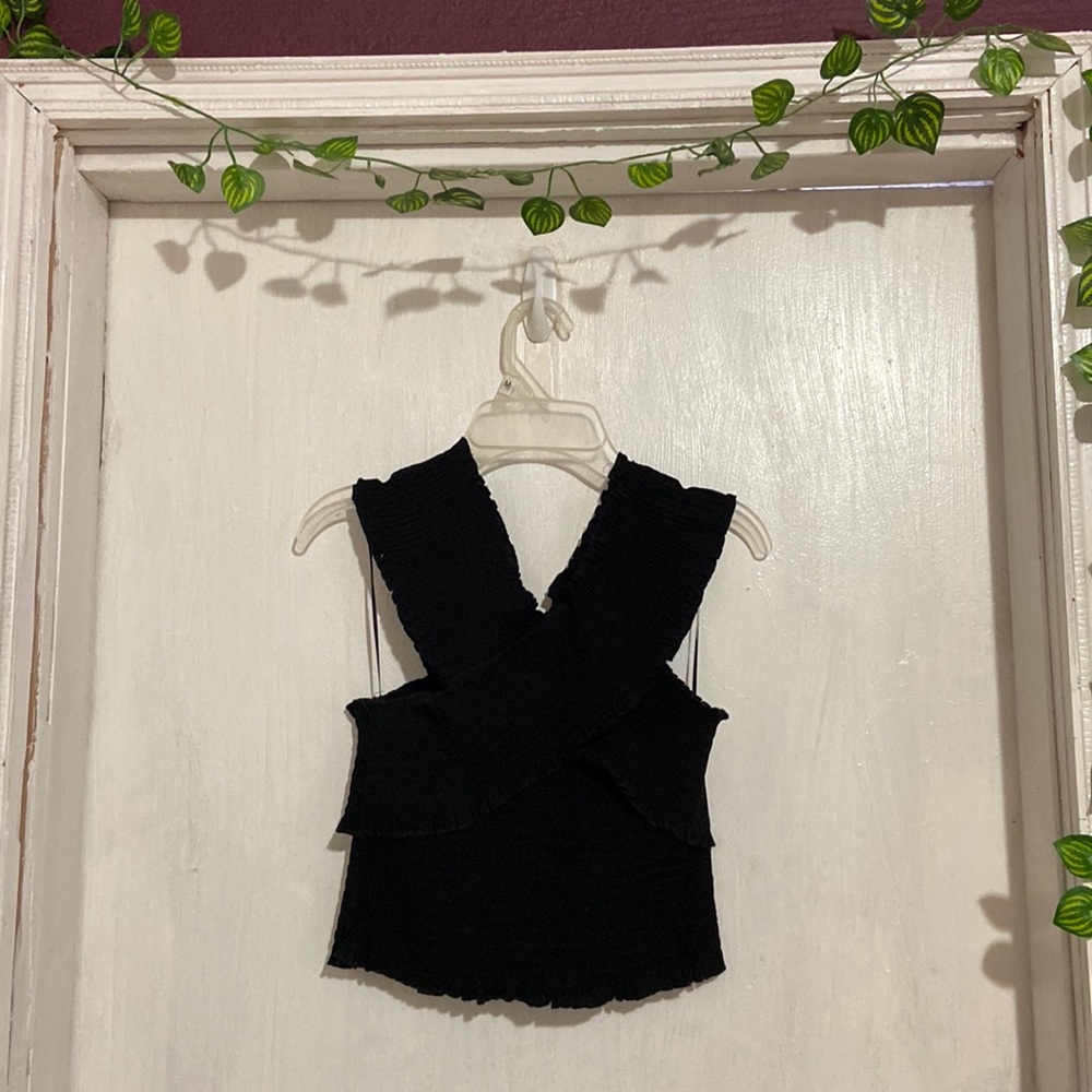 Up or down shoulder fringe top